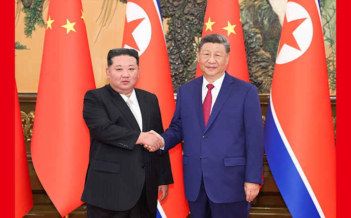 習(xí)近平同朝鮮勞動(dòng)黨總書(shū)記、國(guó)務(wù)委員長(zhǎng)金正恩舉行會(huì)談